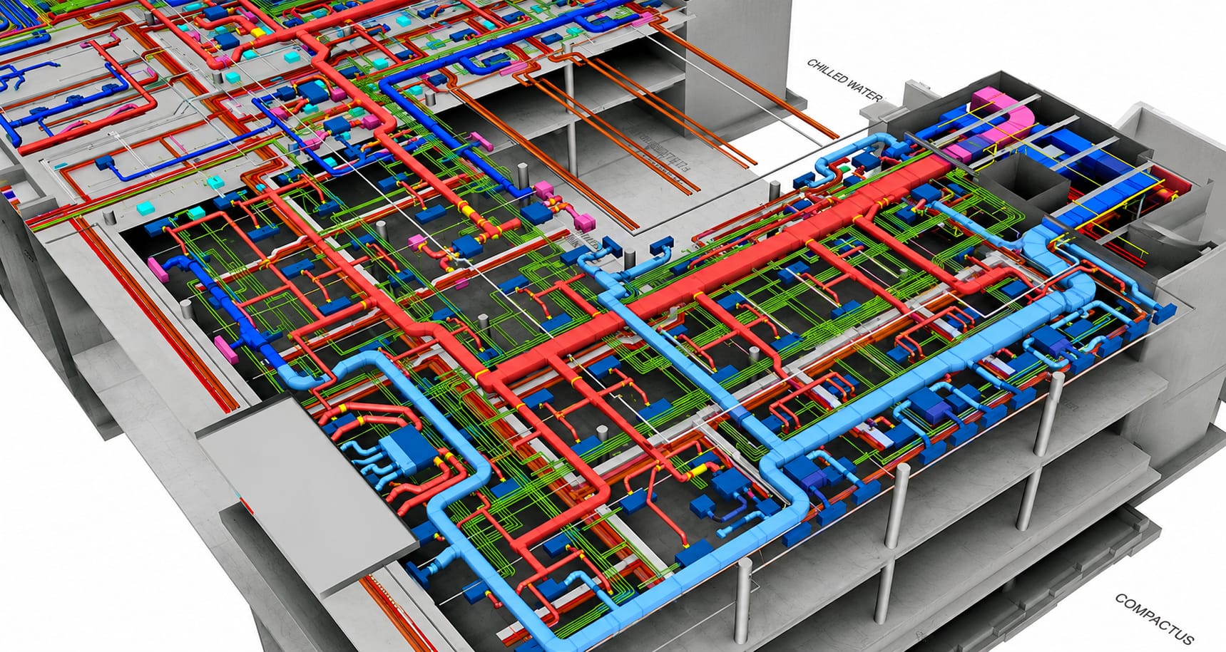 Overhead MEP services under construction
