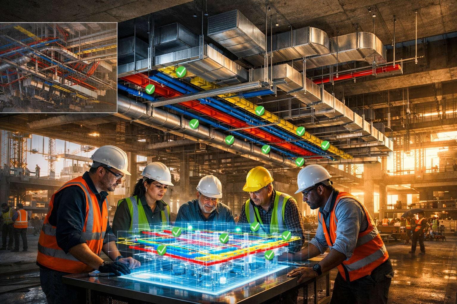 Coordination team reviewing a federated BIM model